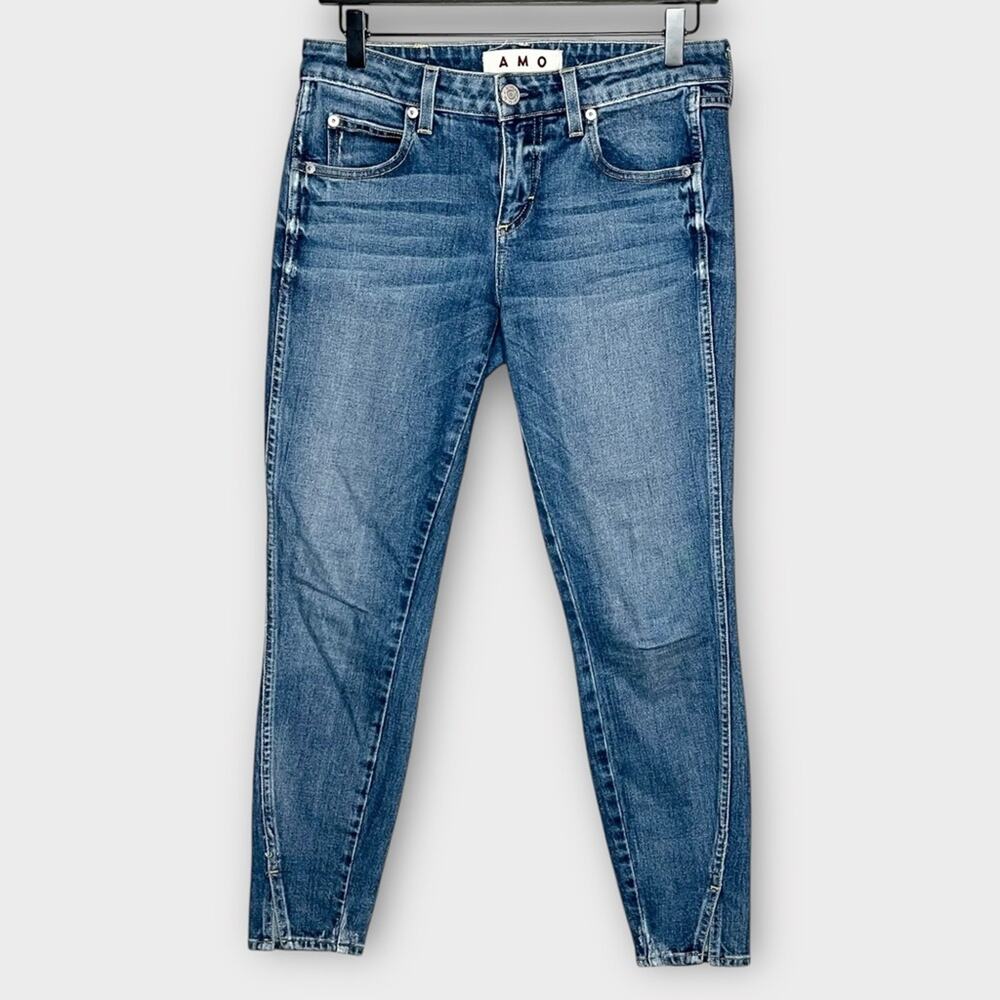 AMO Twist in Girl Crush Ankle Slit Jeans 25 Slim | Mid Rise Lightly Distressed - Picture 2 of 6
